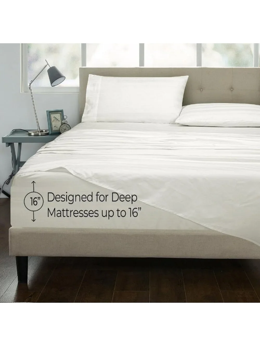 300 Thread Count 100% Cotton Striped Sheet Set - 4 Piece Full Bedding - Soft